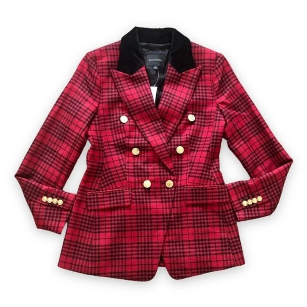 Banana Republic Red Plaid Captain's Blazer NWT Wool Size 6 - Picture 4 of 10